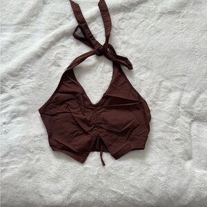 CottonOn Brown Halter Crop Top